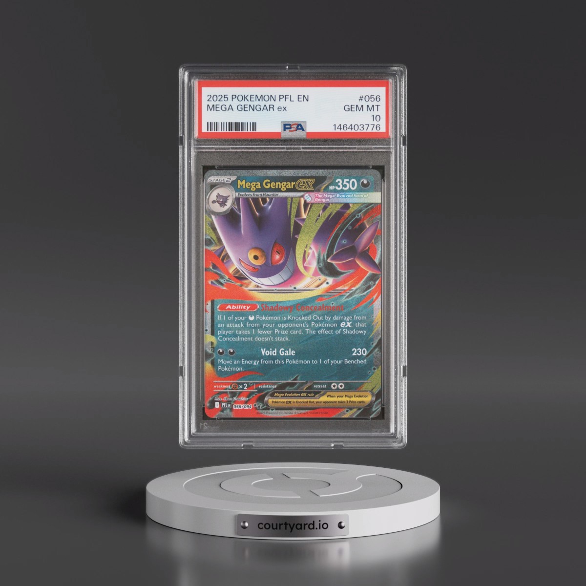 2025 Pokémon Pfl EN-Phantasmal Flames #056 Mega Gengar EX - Holo (PSA 10 GEM MINT)
