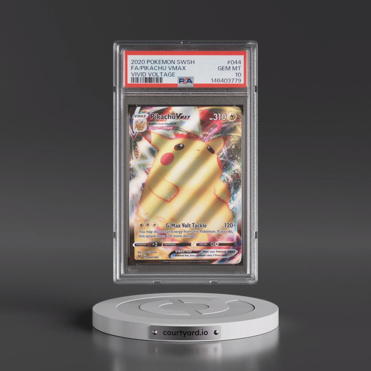 2020 Pokémon Sword & Shield Vivid Voltage #044 Pikachu Vmax - Full Art (PSA 10 GEM MINT)