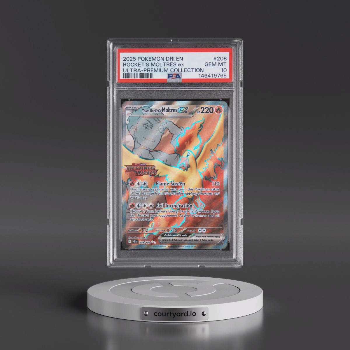 2025 Pokémon Dri EN-Destined Rivals #208 Team Rocket's Moltres EX - Holo Team Rocket's Moltres EX Ultra-Premium Collection (PSA 10 GEM MINT)
