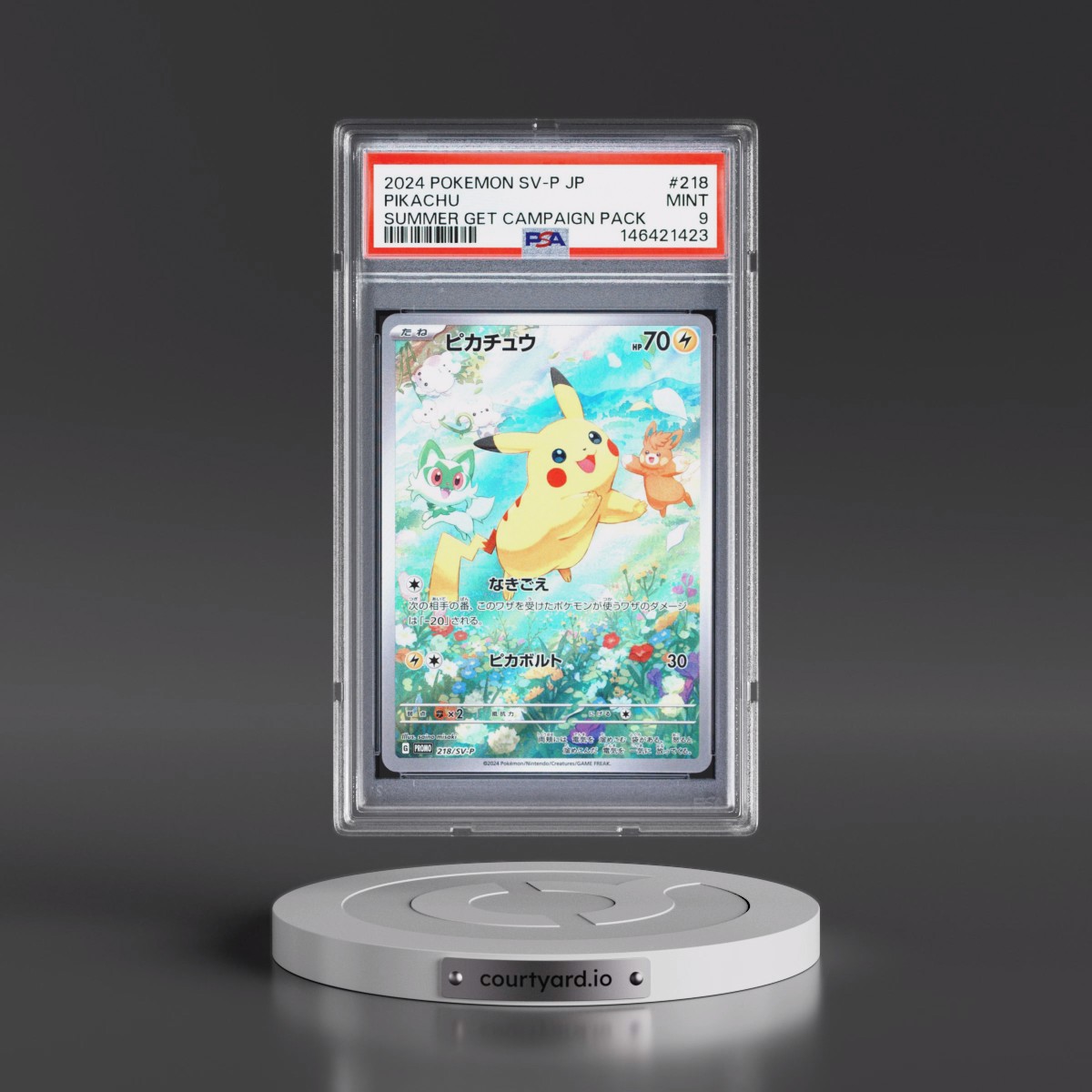 2024 Pokémon SV-P Promo #218 Pikachu - Summer of Pokeca Is Here! Promo Card Get Campaign Pack (PSA 9 MINT)