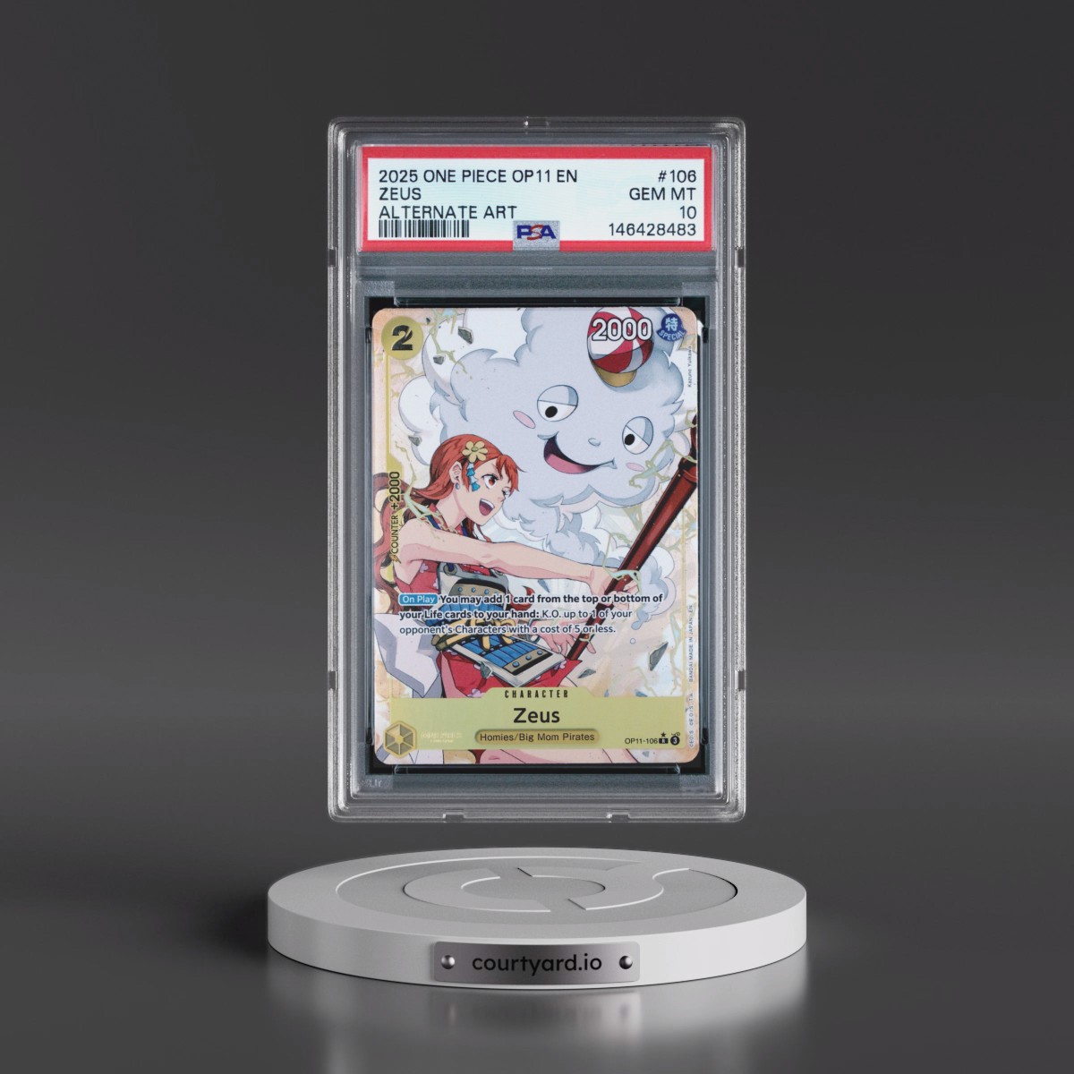 2025 One Piece OP11-A Fist of Divine Speed #106 Zeus - Alternate Art (PSA 10 GEM MINT)
