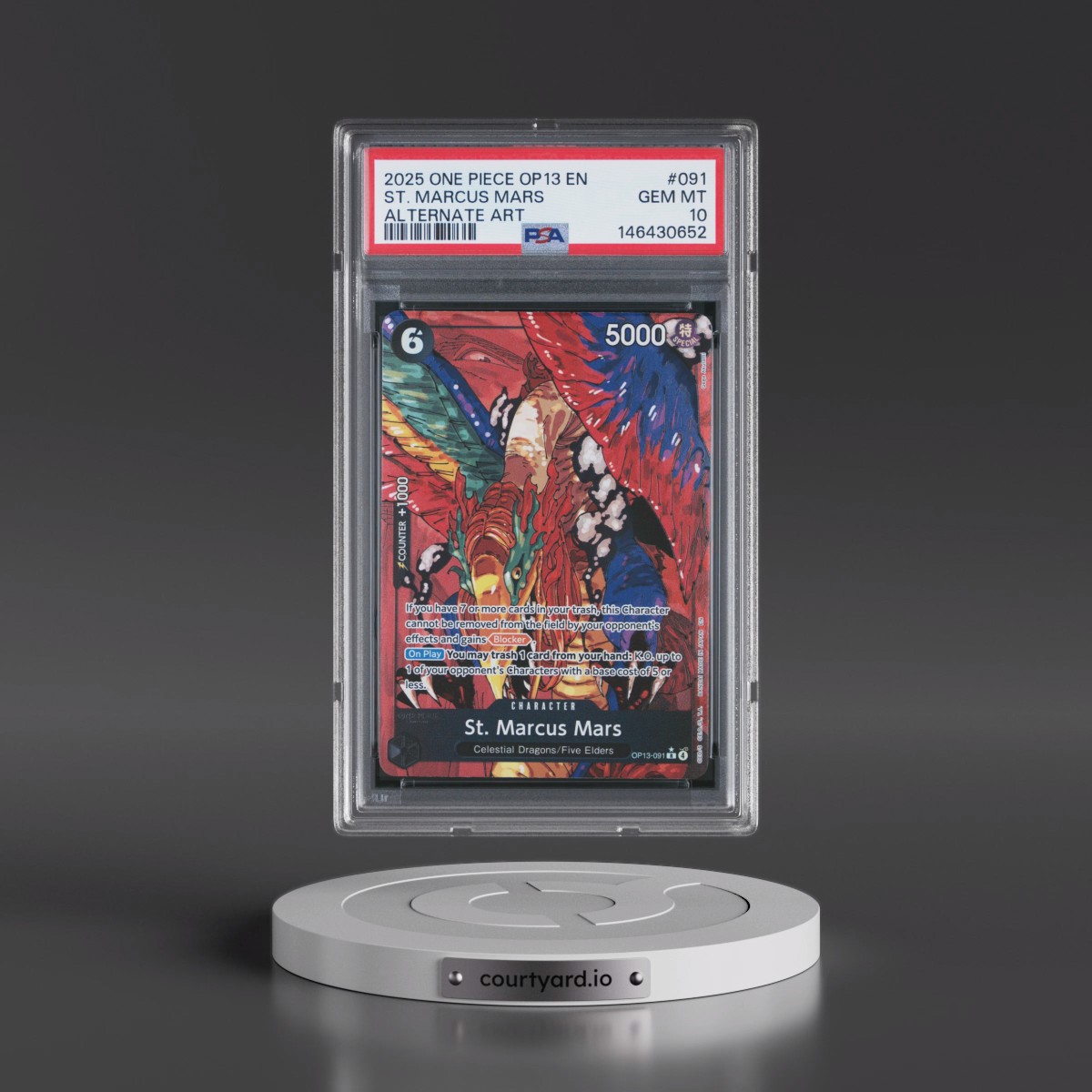 2025 One Piece OP13-Carrying on His Will #091 St. Marcus Mars - Alternate Art (PSA 10 GEM MINT)