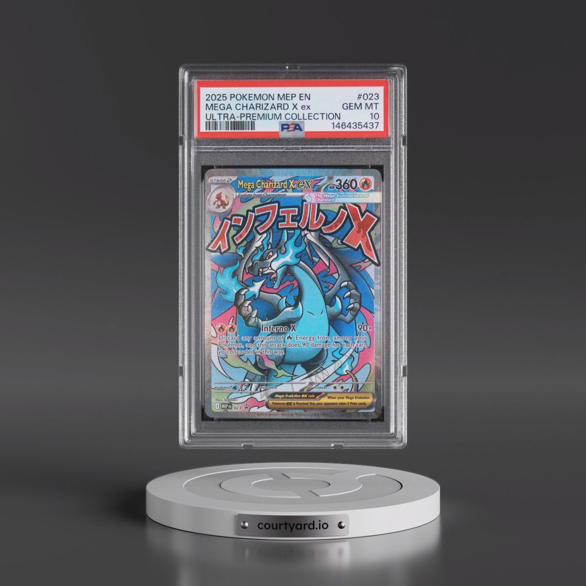 2025 Pokémon Mep EN-Me Black Star Promo #023 Mega Charizard X EX - Holo Mega Charizard X EX Ultra-Premium Collection (PSA 10 GEM MINT)