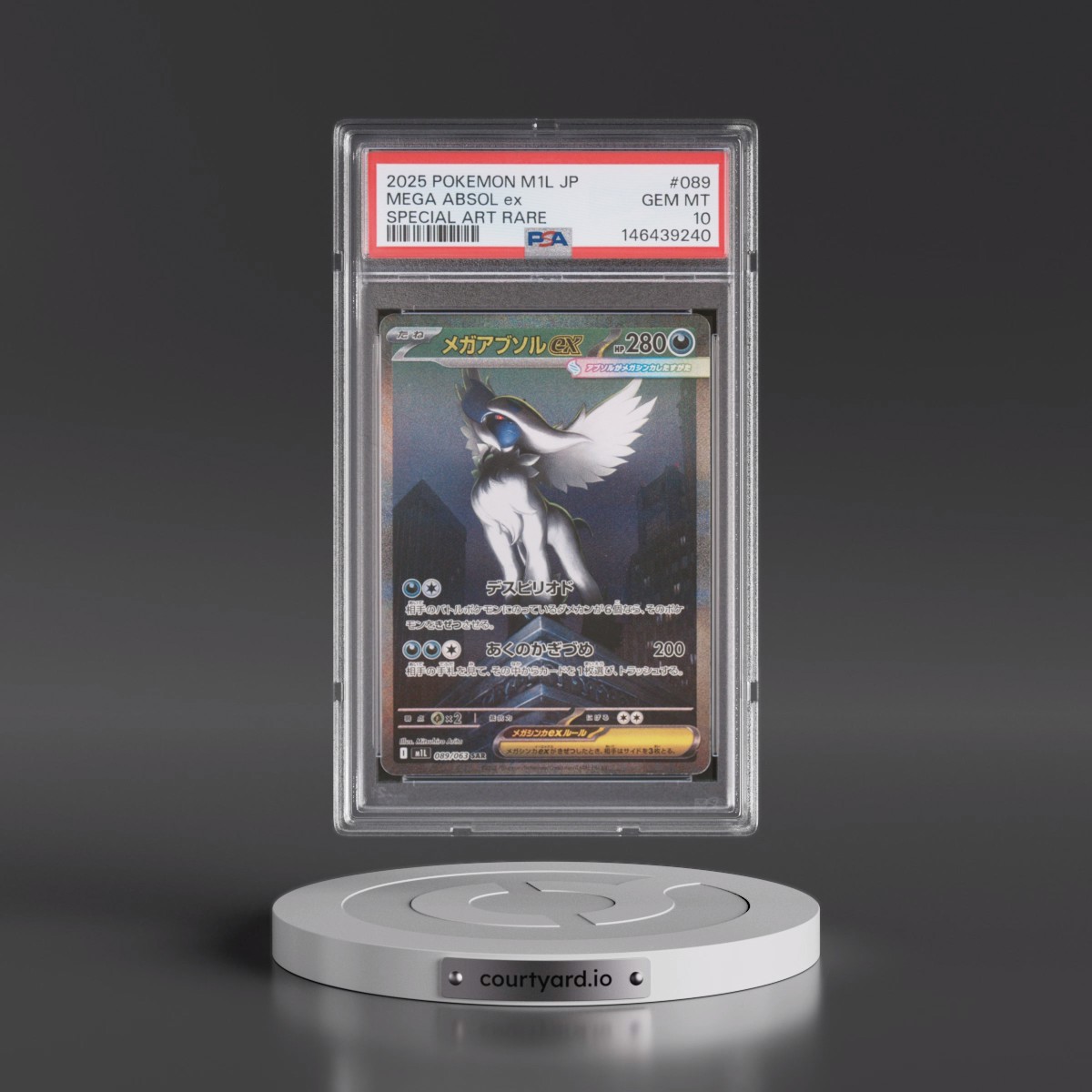 2025 Pokémon M1l-Mega Brave #089 Mega Absol EX - Holo Special Art Rare (PSA 10 GEM MINT)