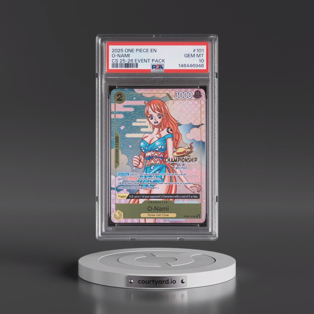 2025 One Piece Championship 2025-26 Event Pack #101 O-Nami (PSA 10 GEM MINT) - Photo