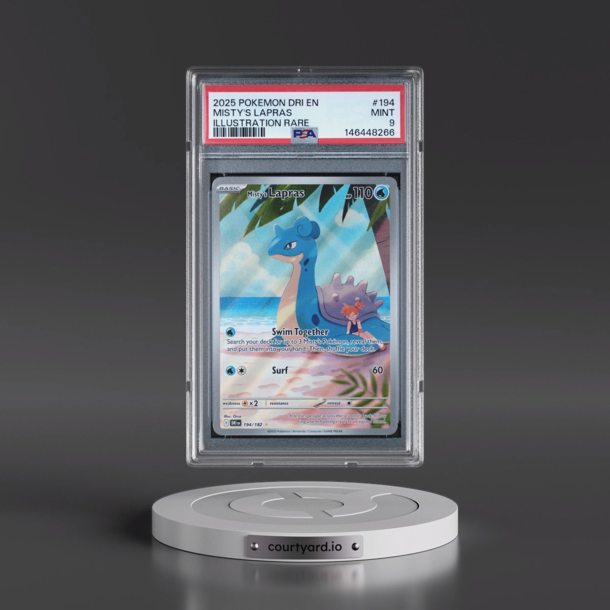 2025 Pokémon Dri EN-Destined Rivals #194 Misty's Lapras - Illustration Rare (PSA 9 MINT)