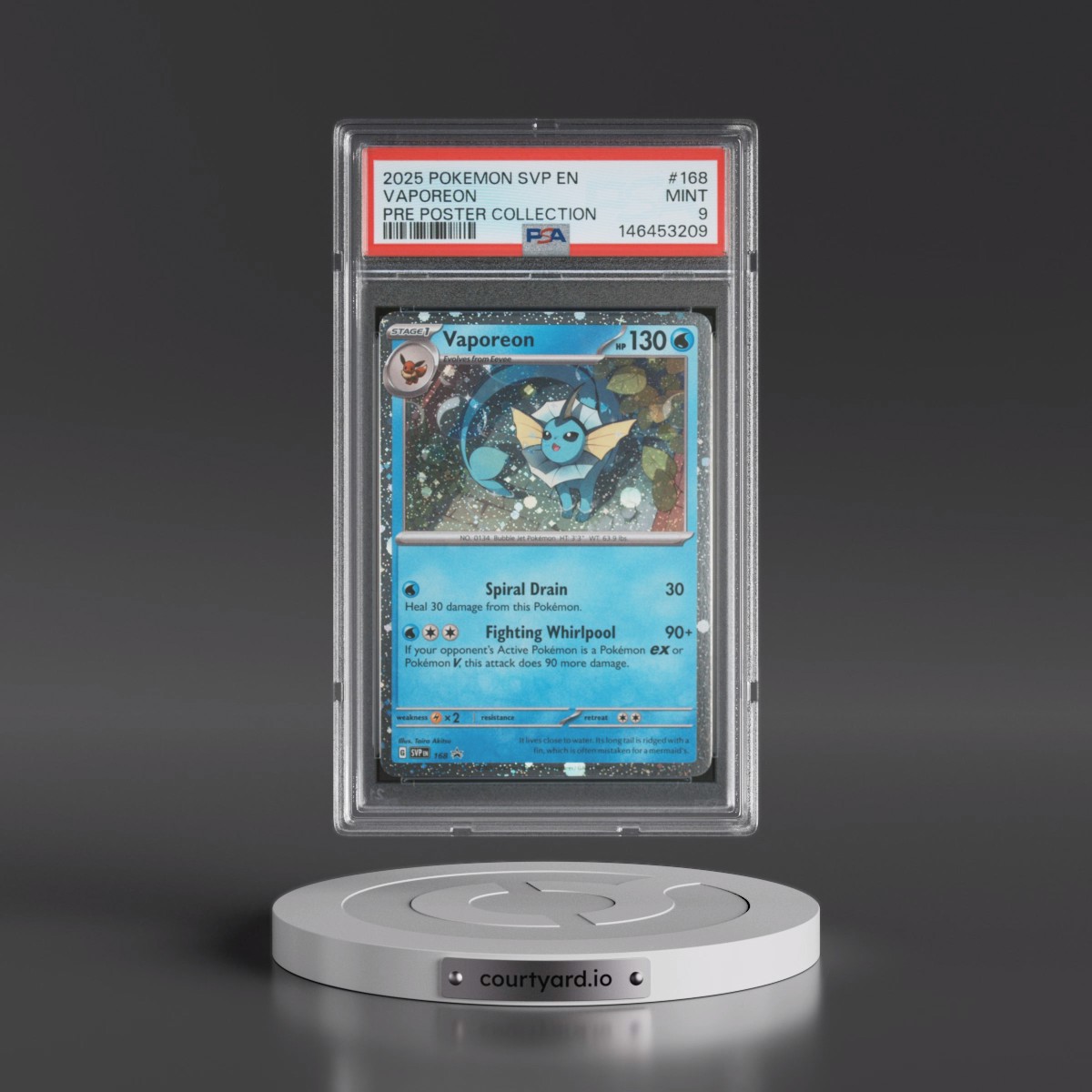 2025 Pokémon Svp EN-SV Black Star Promo #168 Vaporeon - Prismatic Evolutions Poster Collection (PSA 9 MINT)