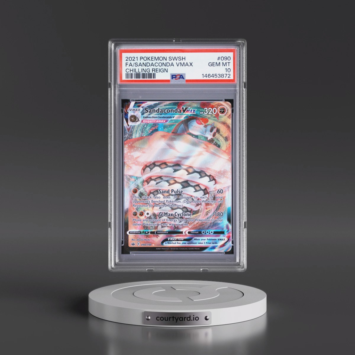 2021 Pokémon Sword & Shield Chilling Reign #090 Sandaconda Vmax - Full Art (PSA 10 GEM MINT)