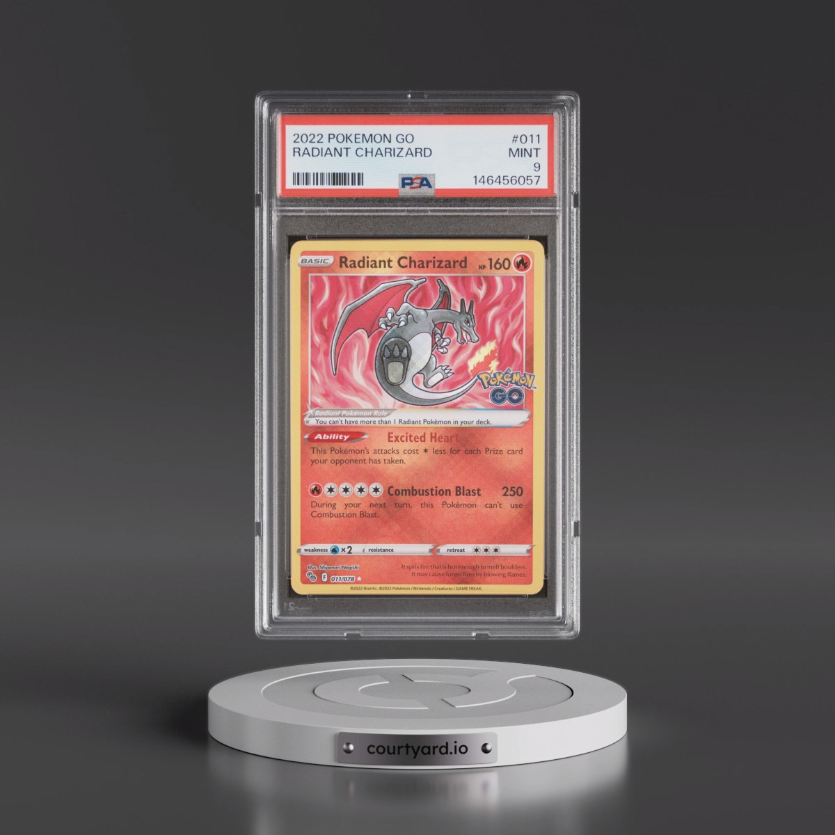 2022 Pokémon Go #011 Radiant Charizard - Holo (PSA 9 MINT)