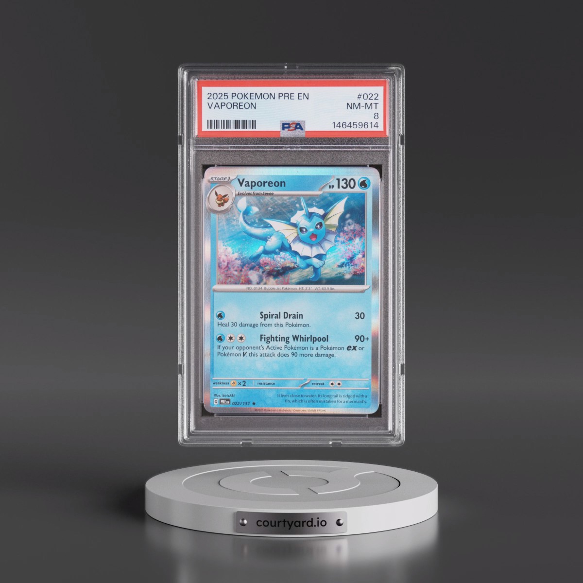 2025 Pokémon Pre EN-Prismatic Evolutions #022 Vaporeon (PSA 8 NM-MT)