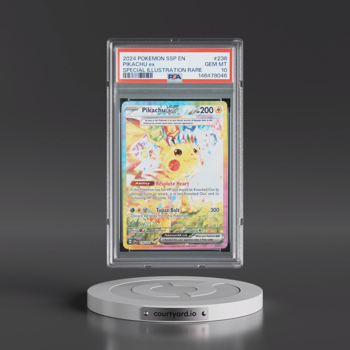 2024 Pokémon Ssp EN-Surging Sparks #238 Pikachu EX - Holo Special Illustration Rare (PSA 10 GEM MINT)