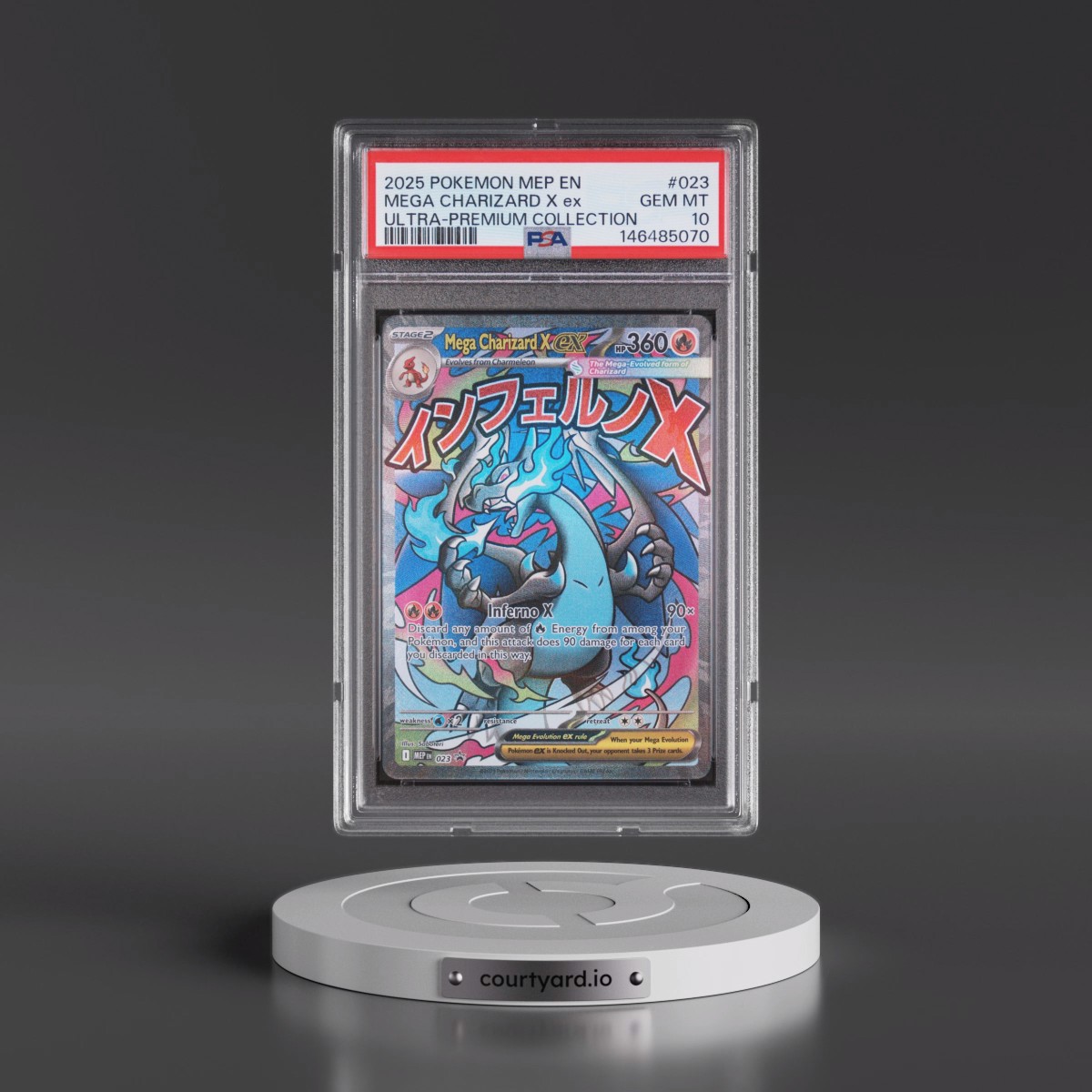 2025 Pokémon Mep EN-Me Black Star Promo #023 Mega Charizard X EX - Holo Mega Charizard X EX Ultra-Premium Collection (PSA 10 GEM MINT)