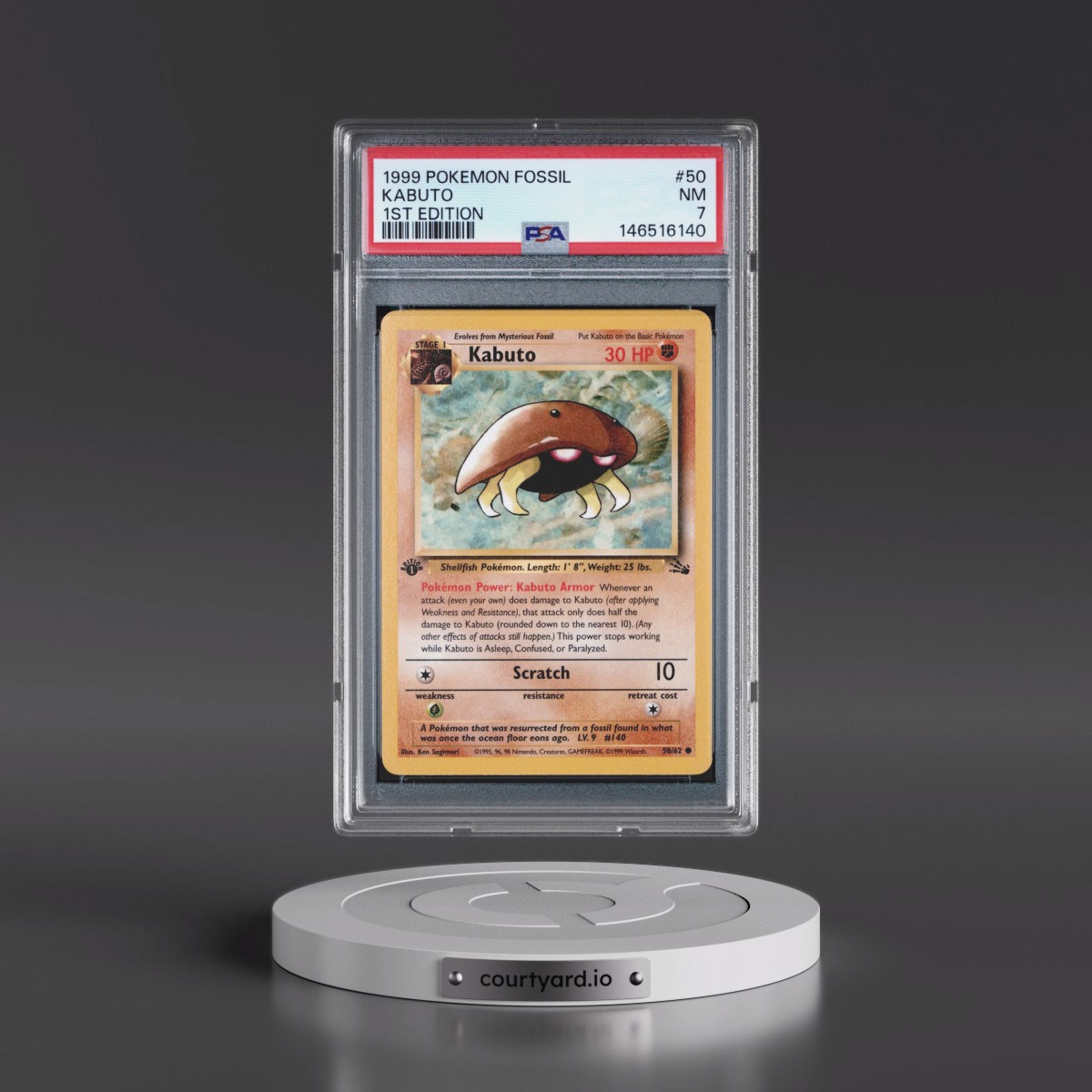 1999 Pokémon Fossil #50 Kabuto - 1st Edition (PSA 7 NM)
