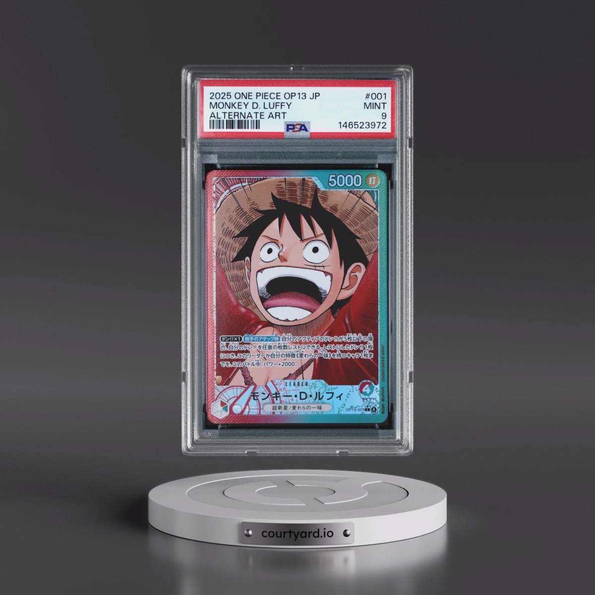 2025 One Piece Japanese OP13-Carrying on His Will #001 Monkey D. Luffy - Alternate Art (PSA 9 MINT)