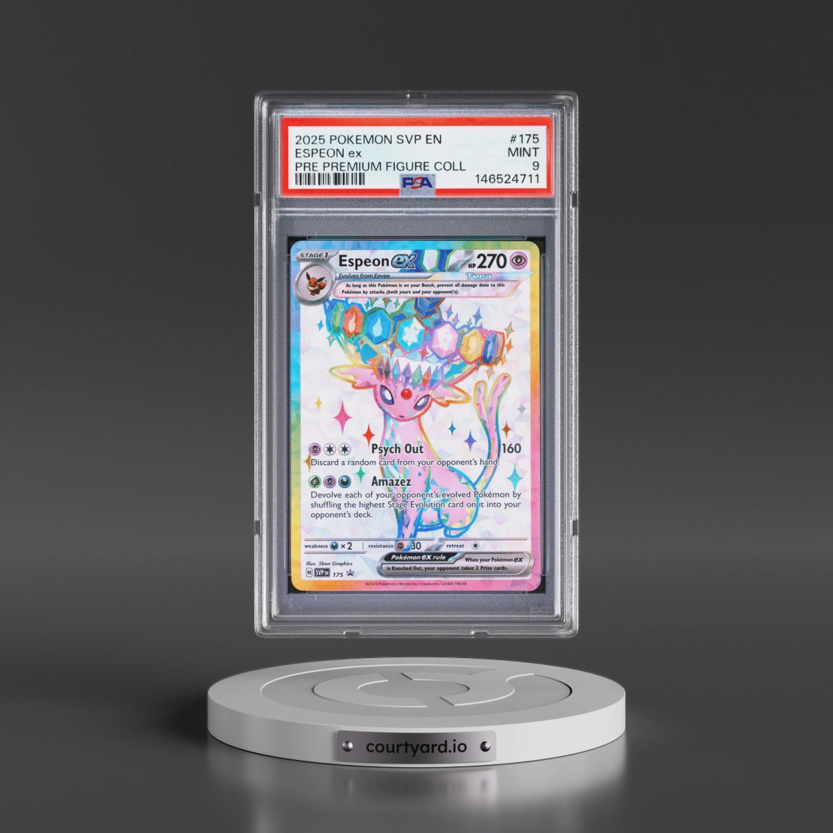 2025 Pokémon Svp EN-SV Black Star Promo #175 Espeon EX - Holo Prismatic Evolutions Premium Figure Collection (PSA 9 MINT)