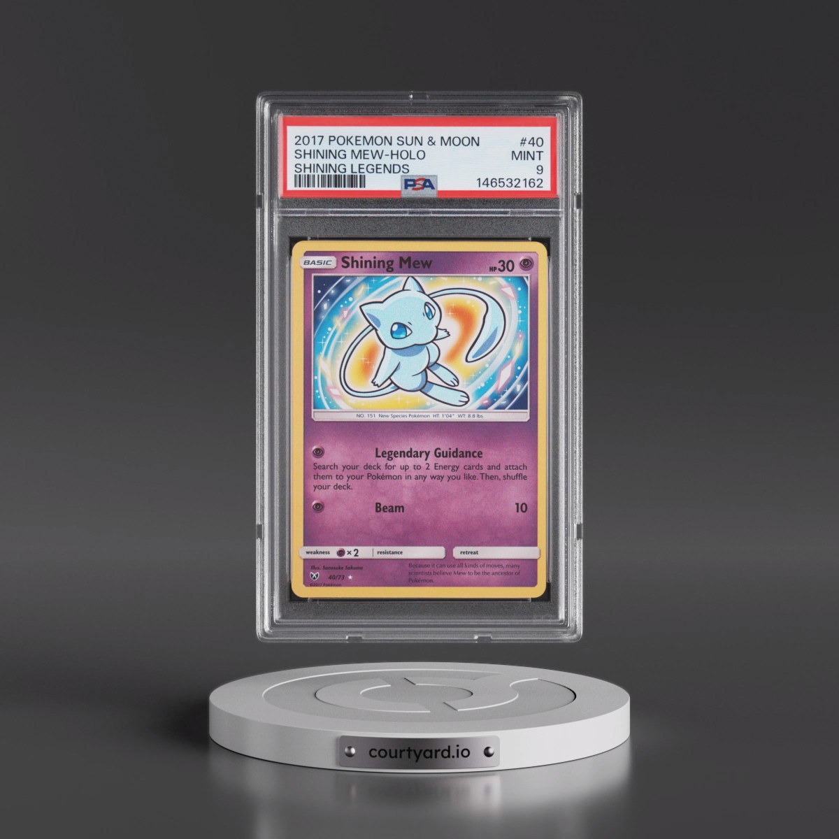 2017 Pokémon Sun & Moon Shining Legends #40 Shining Mew - Holo Holo (PSA 9 MINT)