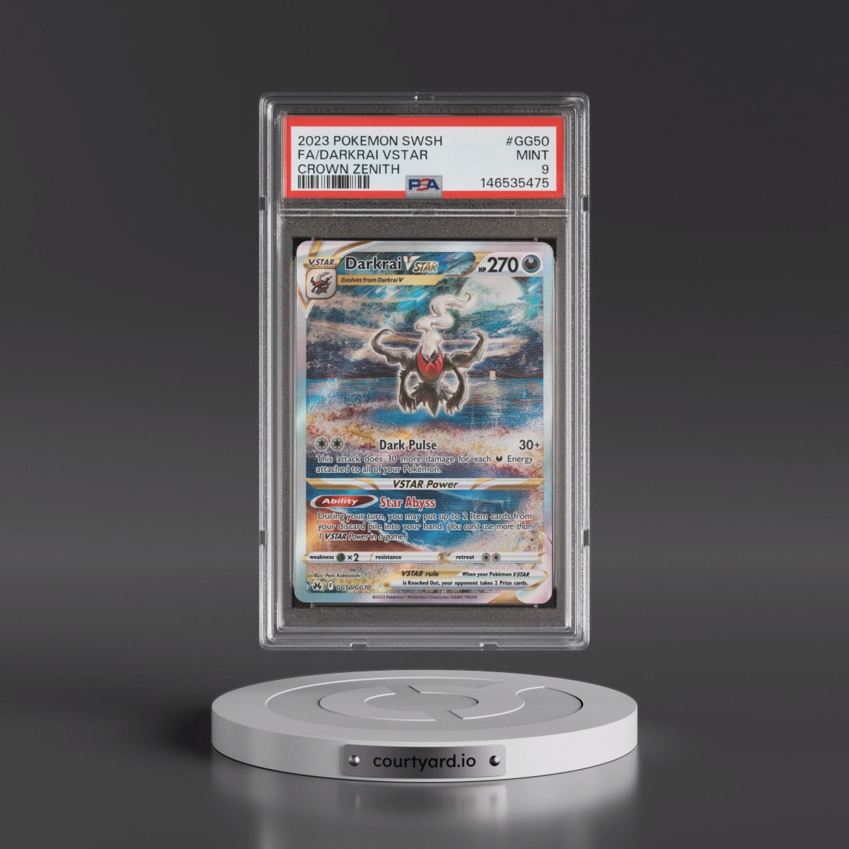 2023 Pokémon Sword and Shield Crown Zenith #GG50 Darkrai Vstar - Full Art (PSA 9 MINT)