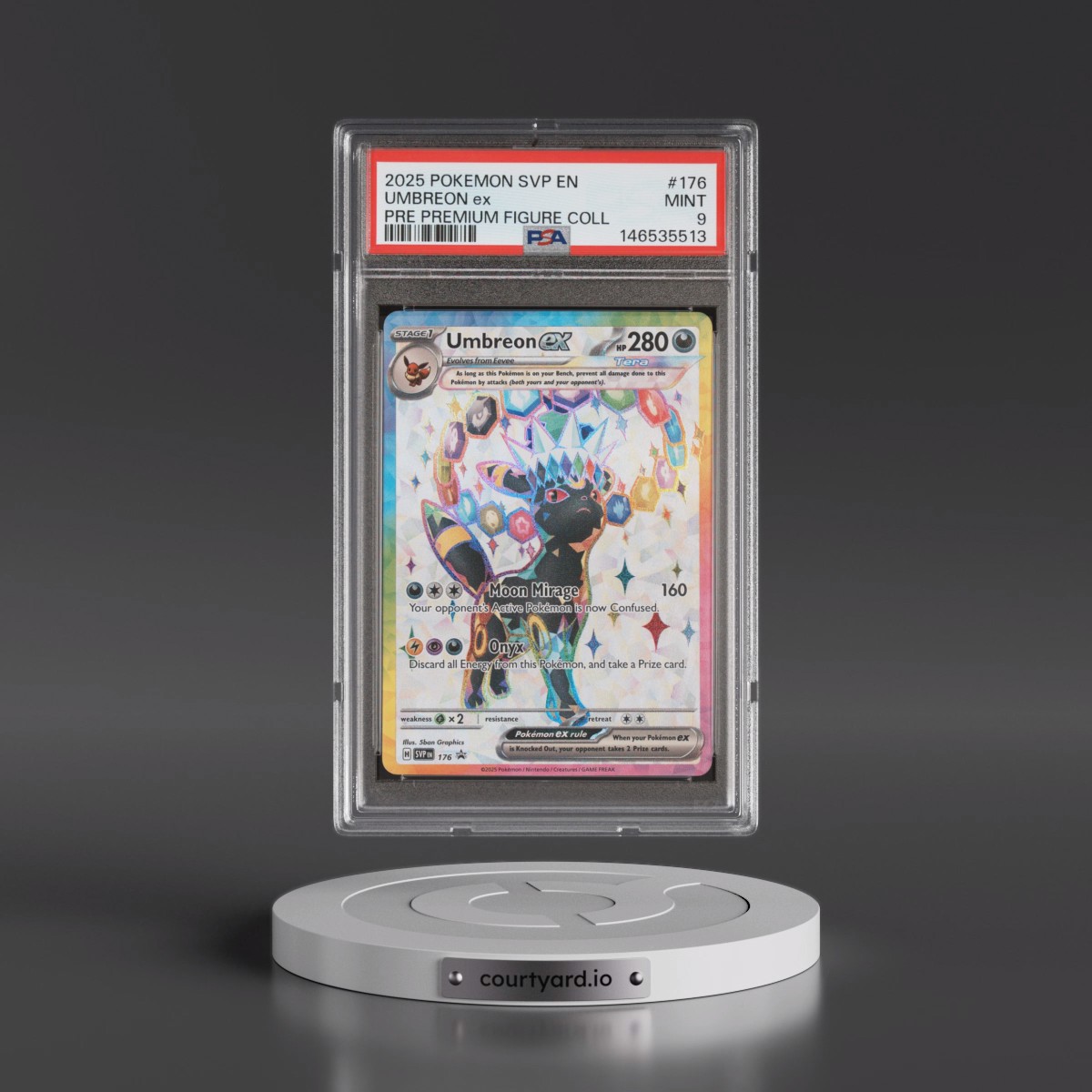 2025 Pokémon Svp EN-SV Black Star Promo #176 Umbreon EX - Holo Prismatic Evolutions Premium Figure Collection (PSA 9 MINT)