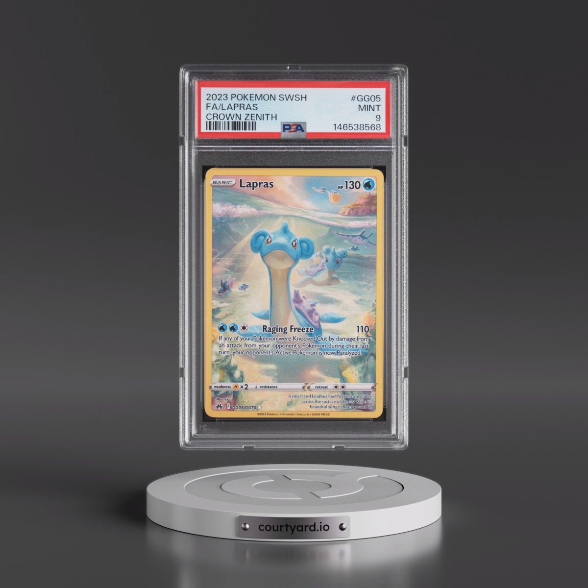2023 Pokémon Sword and Shield Crown Zenith #GG05 Lapras - Full Art (PSA 9 MINT)
