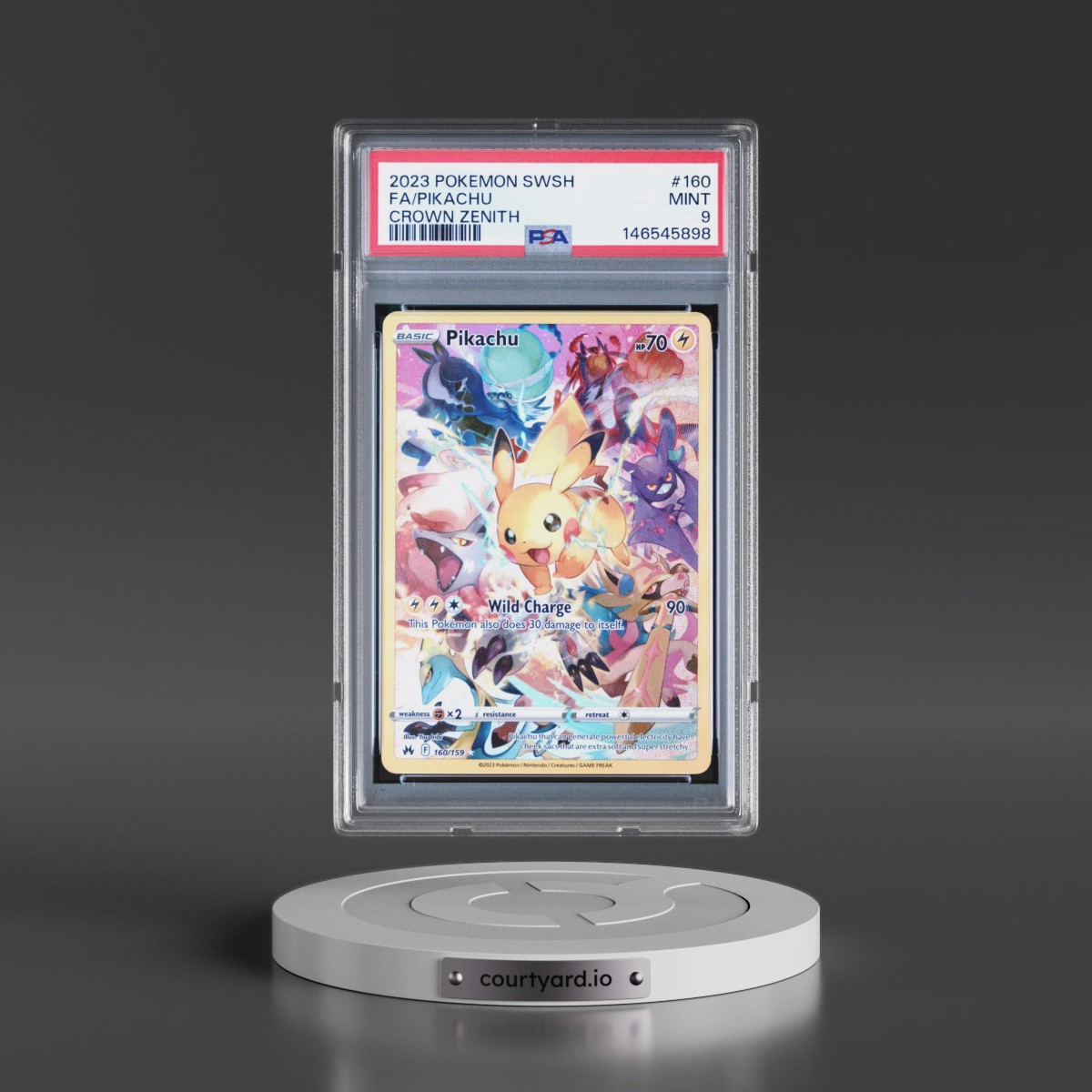 2023 Pokémon Sword and Shield Crown Zenith #160 Pikachu - Full Art (PSA 9 MINT)