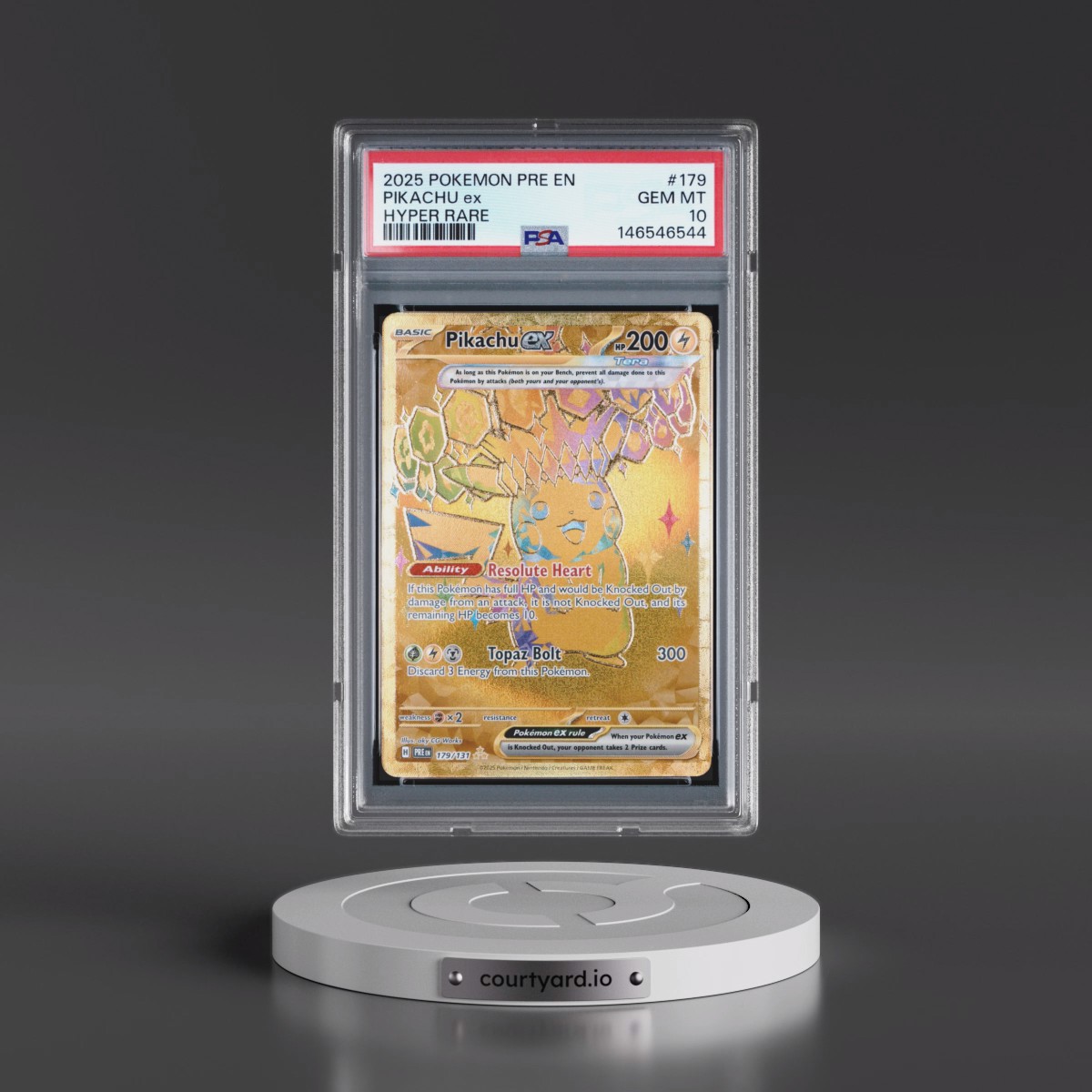 2025 Pokémon Pre EN-Prismatic Evolutions #179 Pikachu EX - Holo Hyper Rare (PSA 10 GEM MINT)