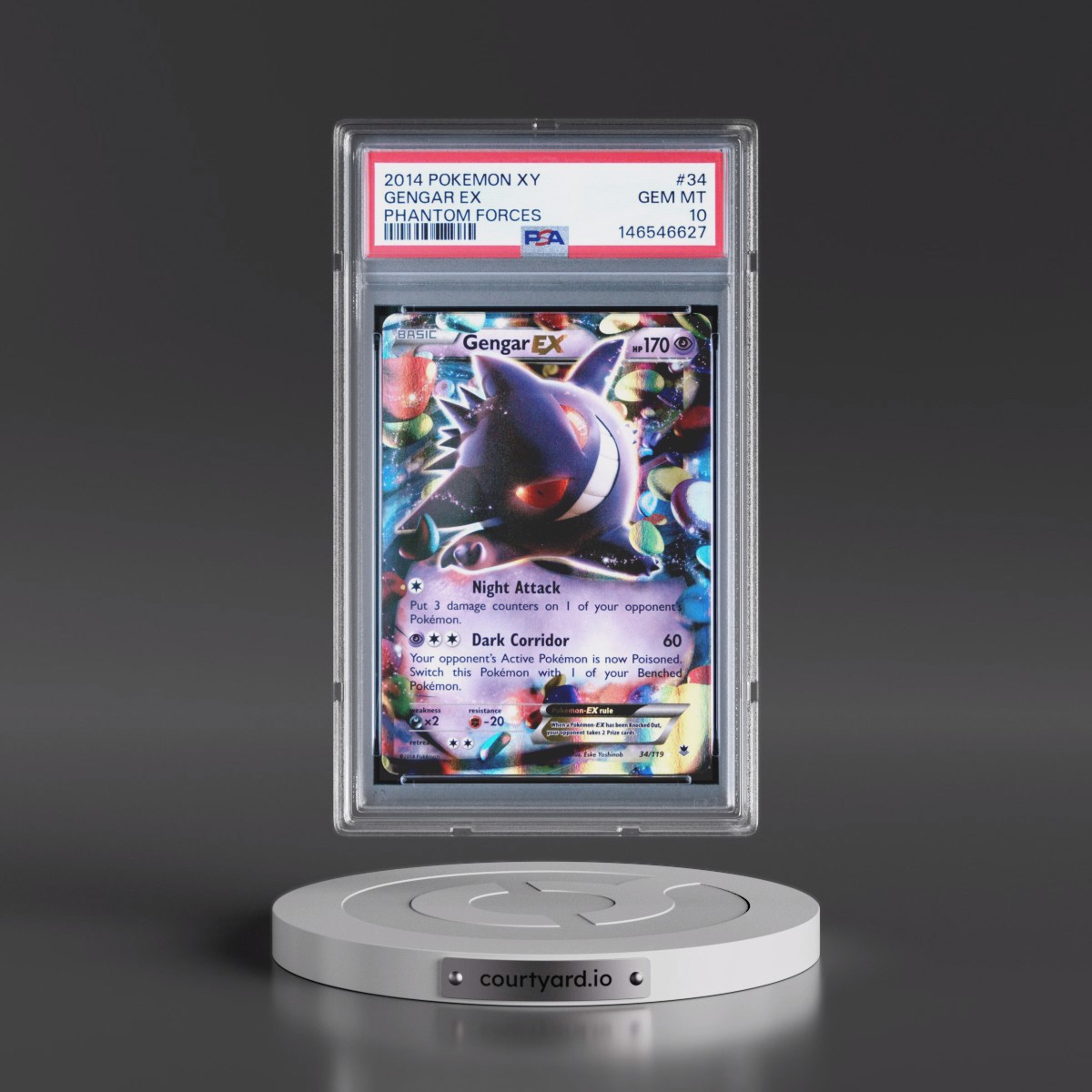 2014 Pokémon XY Phantom Forces #34 Gengar EX - Holo (PSA 10 GEM MINT)
