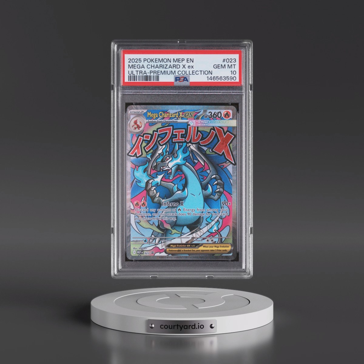 2025 Pokémon Mep EN-Me Black Star Promo #023 Mega Charizard X EX - Holo Mega Charizard X EX Ultra-Premium Collection (PSA 10 GEM MINT)