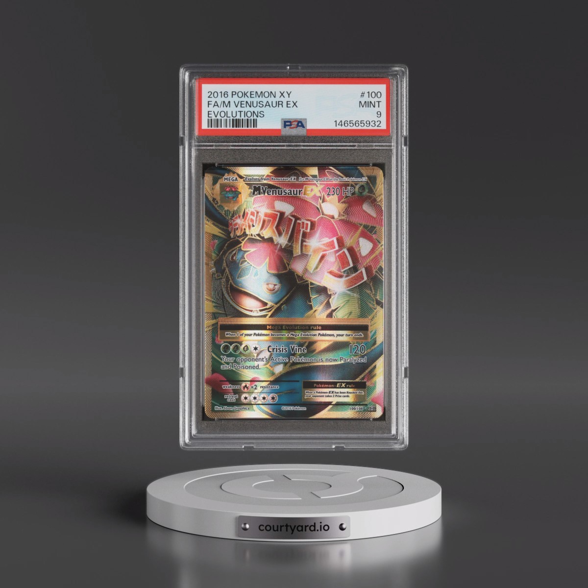 2016 Pokémon XY Evolutions #100 M Venusaur EX - Holo Full Art (PSA 9 MINT)