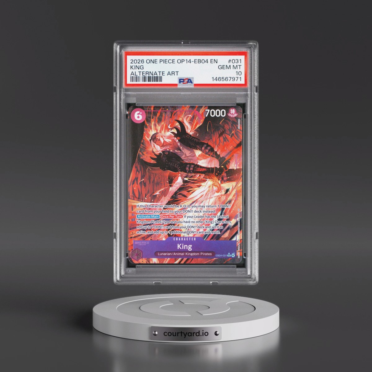 2026 One Piece OP14-EB04-the Azure Sea's Seven #031 King - Alternate Art (PSA 10 GEM MINT)