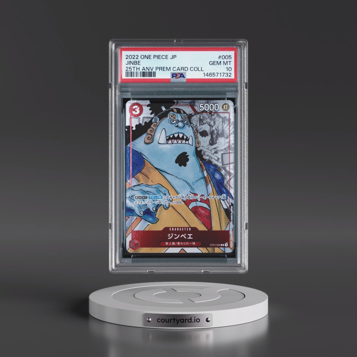 2022 One Piece Japanese 25th Anniversary Premium Card Collection #005 Jinbe (PSA 10 GEM MINT)