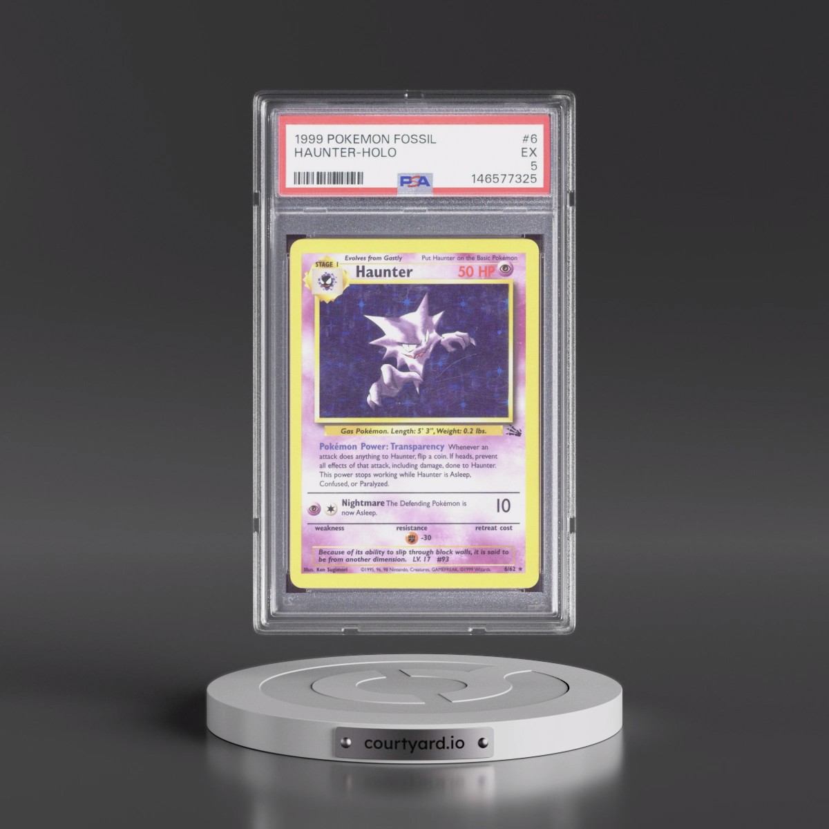1999 Pokémon Fossil #6 Haunter - Holo (PSA 5 EX)