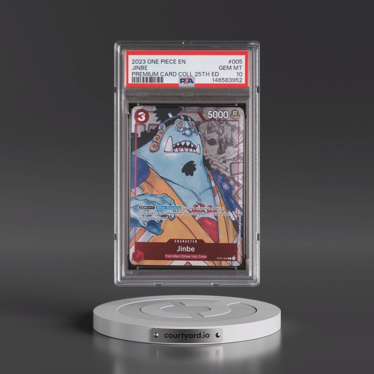 2023 One Piece Premium Bandai Premium Card Collection 25th Edition #005 Jinbe (PSA 10 GEM MINT)