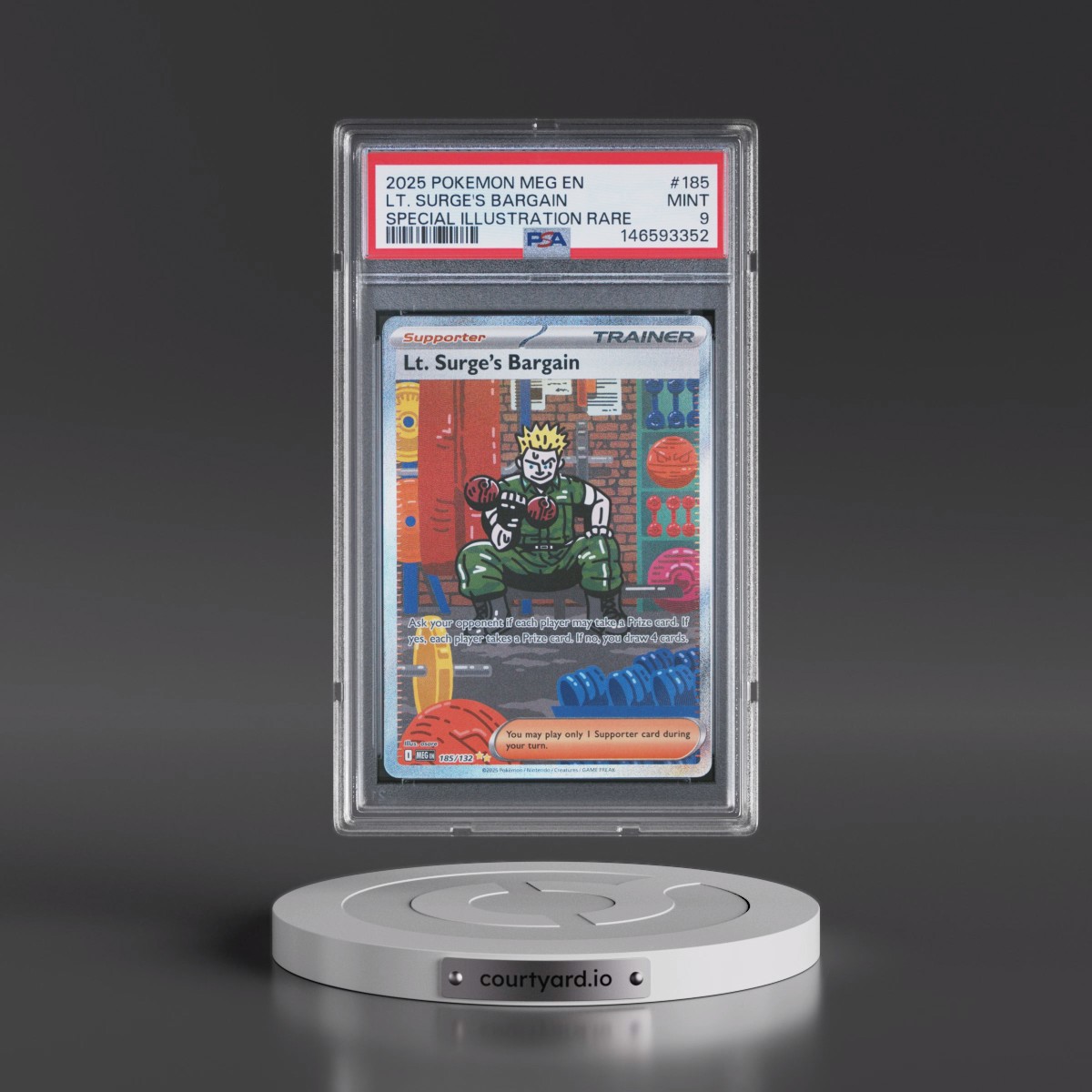 2025 Pokémon Meg EN-Mega Evolution #185 LT. Surge's Bargain - Special Illustration Rare (PSA 9 MINT)