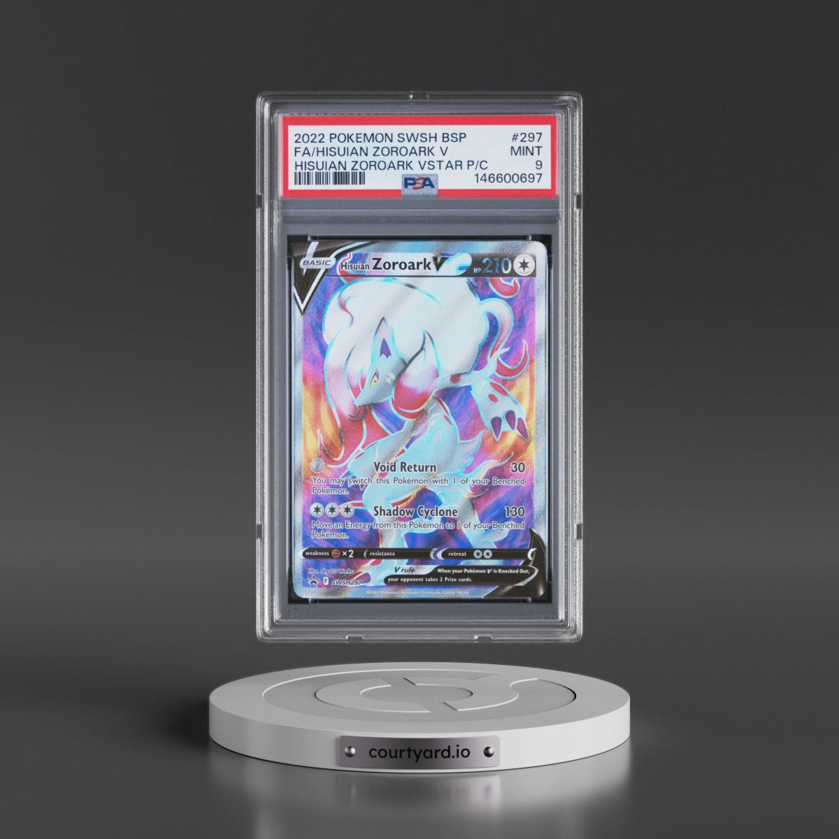 2022 Pokémon Swsh Black Star Promo #297 Hisuian Zoroark V - Holo Full Art Hisuian Zoroark Vstar Premium Collection (PSA 9 MINT)