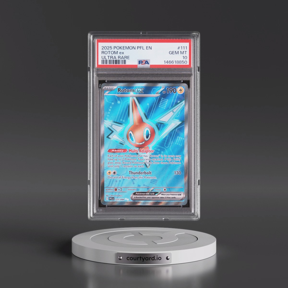 2025 Pokémon Pfl EN-Phantasmal Flames #111 Rotom EX - Holo Ultra Rare (PSA 10 GEM MINT)