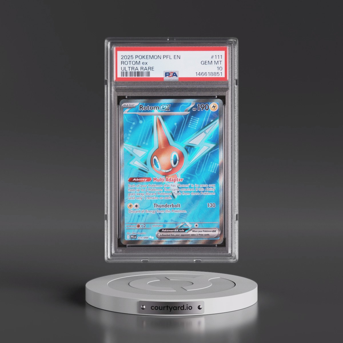 2025 Pokémon Pfl EN-Phantasmal Flames #111 Rotom EX - Holo Ultra Rare (PSA 10 GEM MINT)