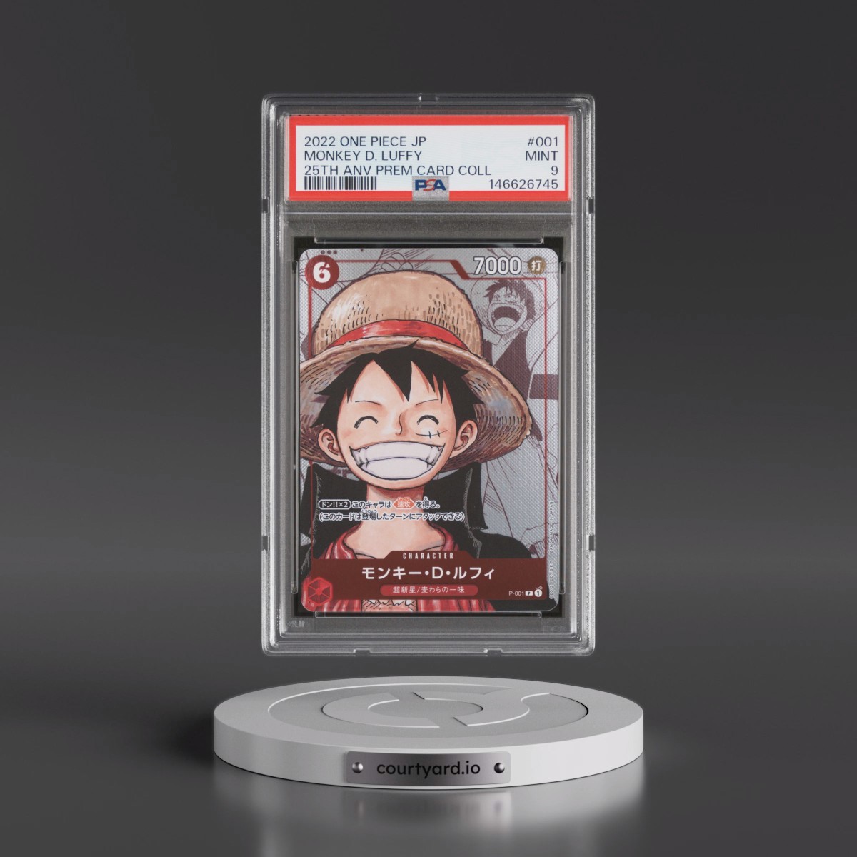 2022 One Piece Japanese 25th Anniversary Premium Card Collection #001 Monkey D. Luffy (PSA 9 MINT)