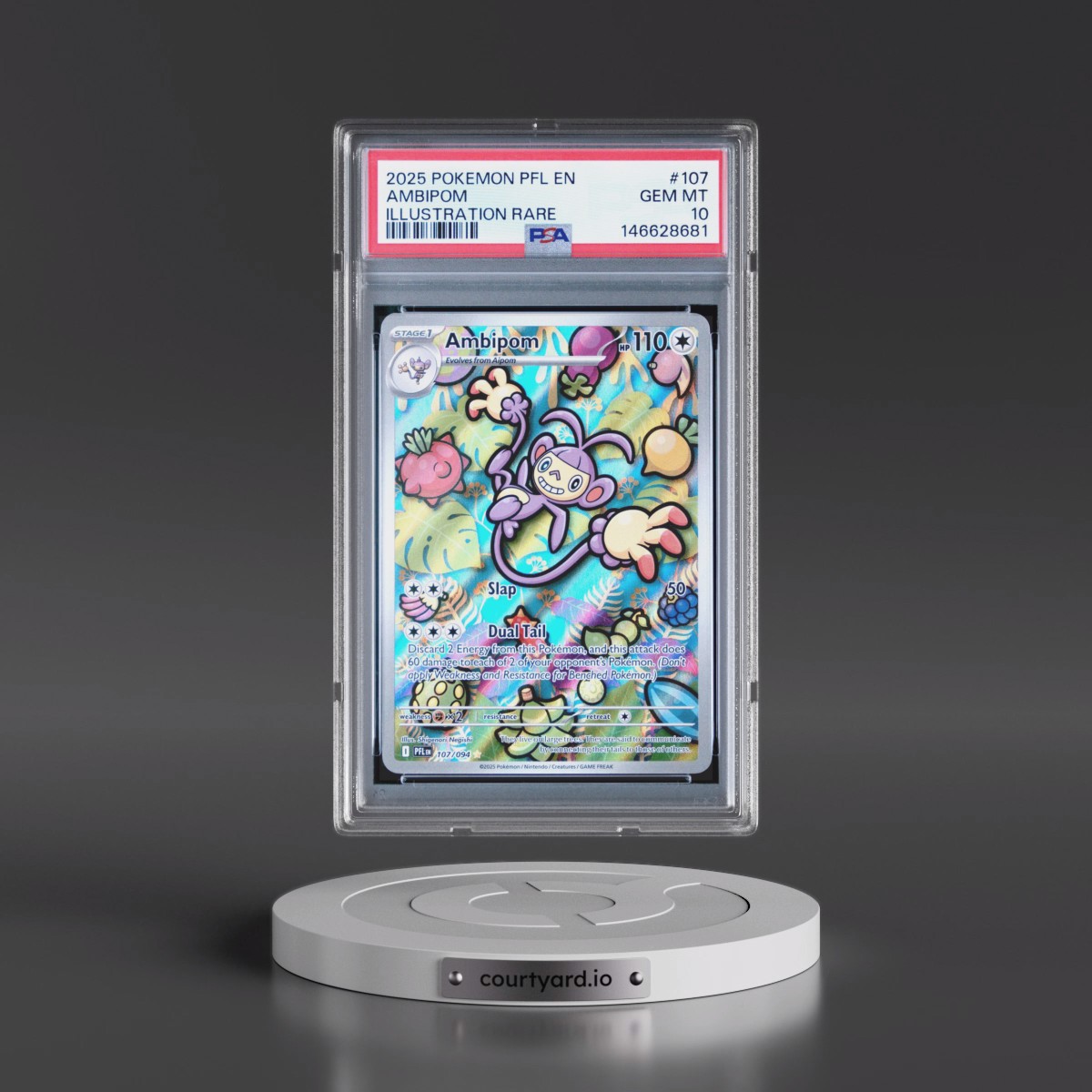 2025 Pokémon Pfl EN-Phantasmal Flames #107 Ambipom - Illustration Rare (PSA 10 GEM MINT)