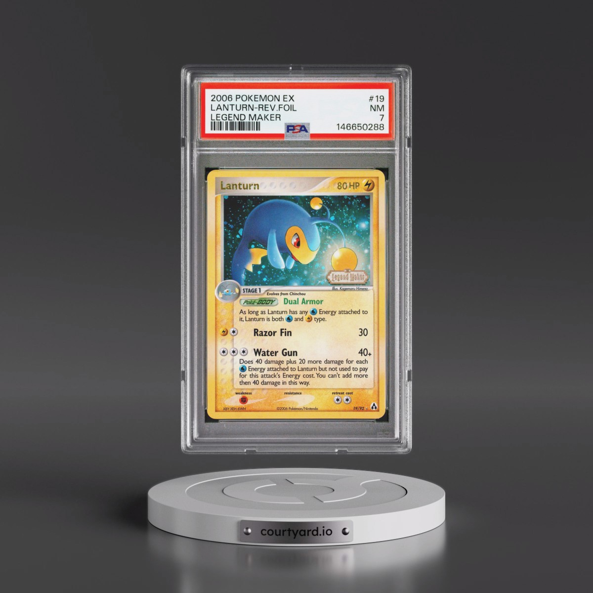 2006 Pokémon EX Legend Maker #19 Lanturn - Reverse Foil (PSA 7 NM)