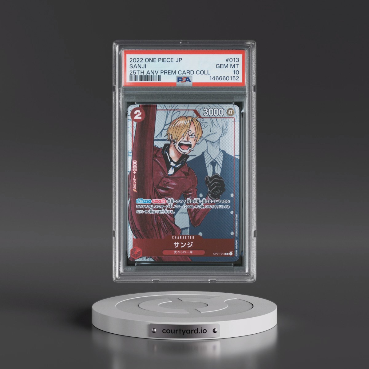 2022 One Piece Japanese 25th Anniversary Premium Card Collection #013 Sanji (PSA 10 GEM MINT)
