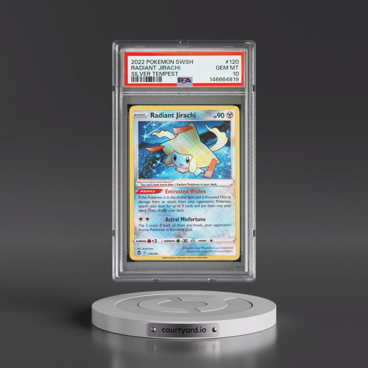 2022 Pokémon Sword & Shield Silver Tempest #120 Radiant Jirachi - Holo (PSA 10 GEM MINT)