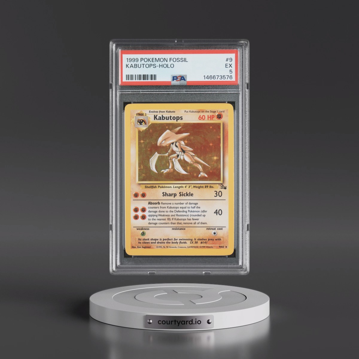 1999 Pokémon Fossil #9 Kabutops - Holo (PSA 5 EX)