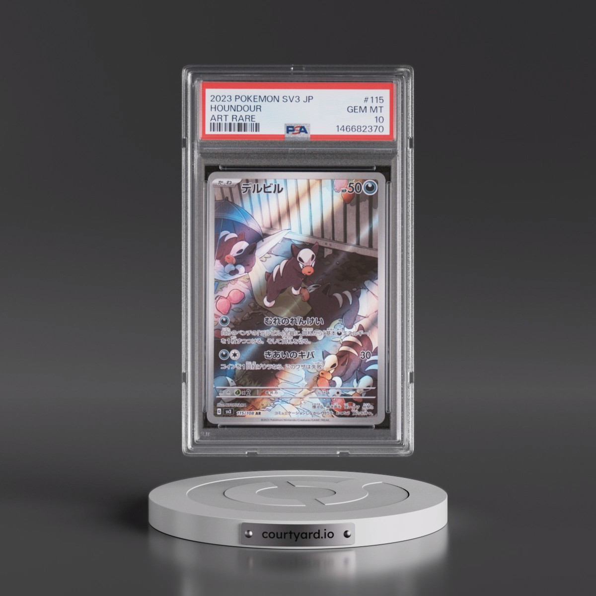 2023 Pokémon SV3-Ruler of the Black Flame #115 Houndour - Art Rare (PSA 10 GEM MINT)