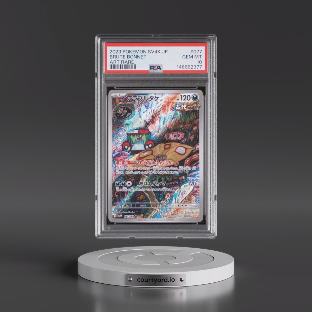 2023 Pokémon Sv4k-Ancient Roar #077 Brute Bonnet - Art Rare (PSA 10 GEM MINT)