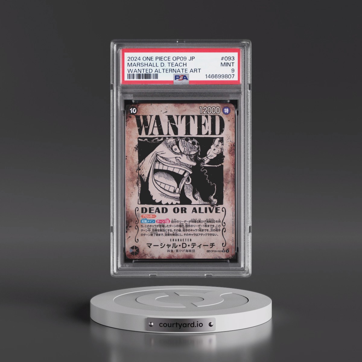 2024 One Piece Japanese OP09-Emperors in the New World #093 Marshall D. Teach - Wanted Alternate Art (PSA 9 MINT)