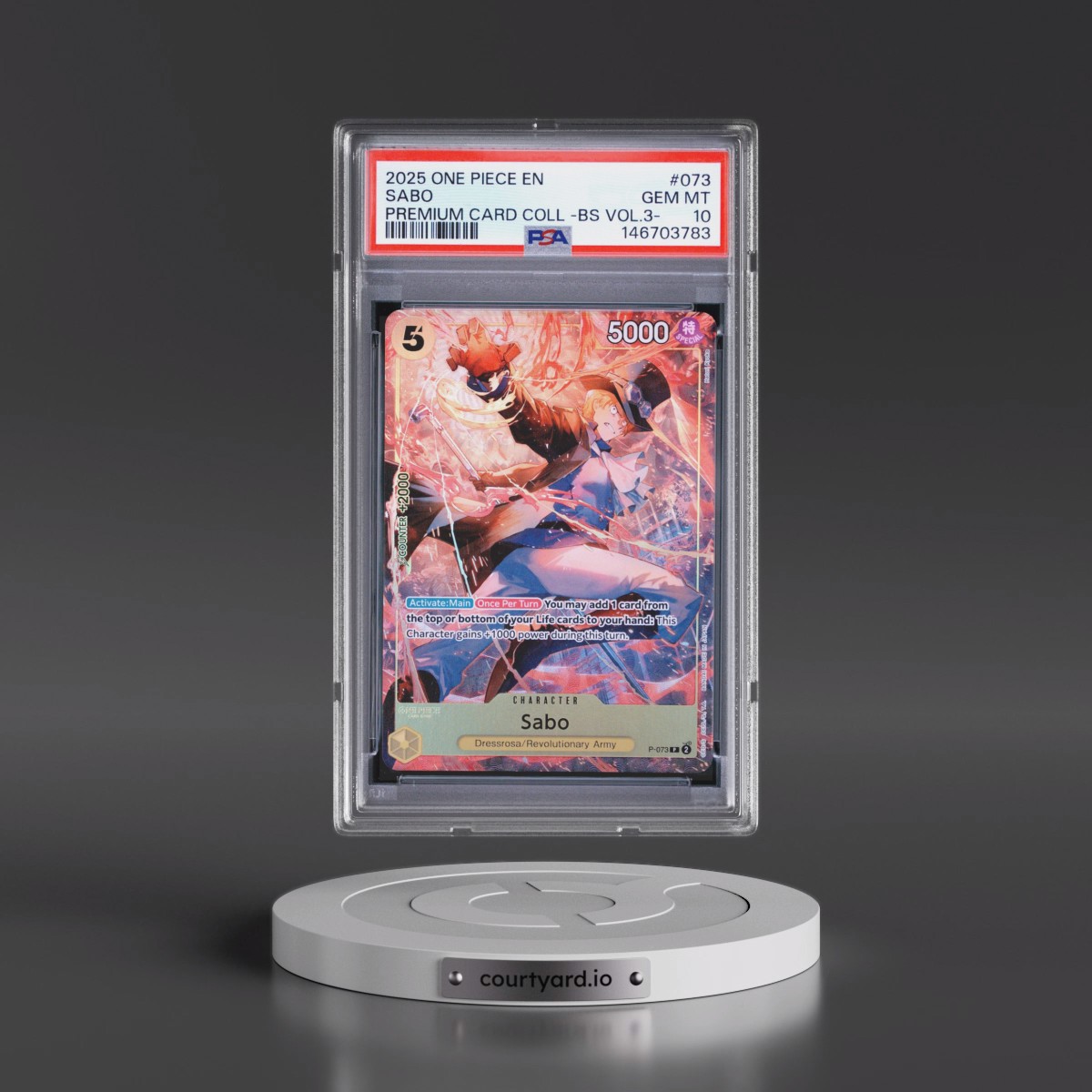 2025 One Piece Premium Card Collection -Best Selection Vol.3 #073 Sabo (PSA 10 GEM MINT)