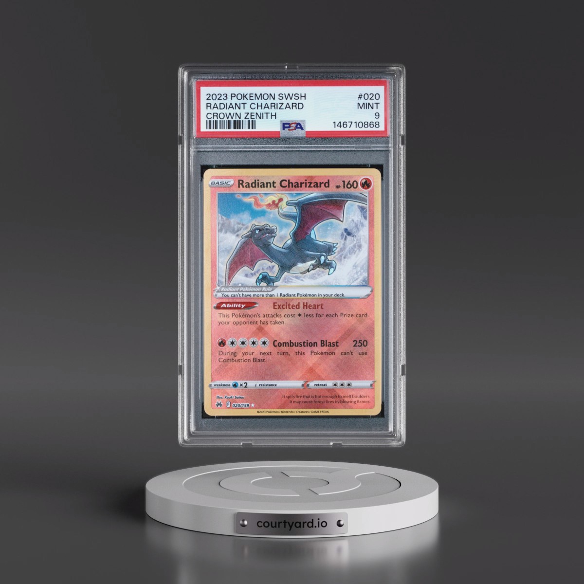 2023 Pokémon Sword and Shield Crown Zenith #020 Radiant Charizard - Holo (PSA 9 MINT)