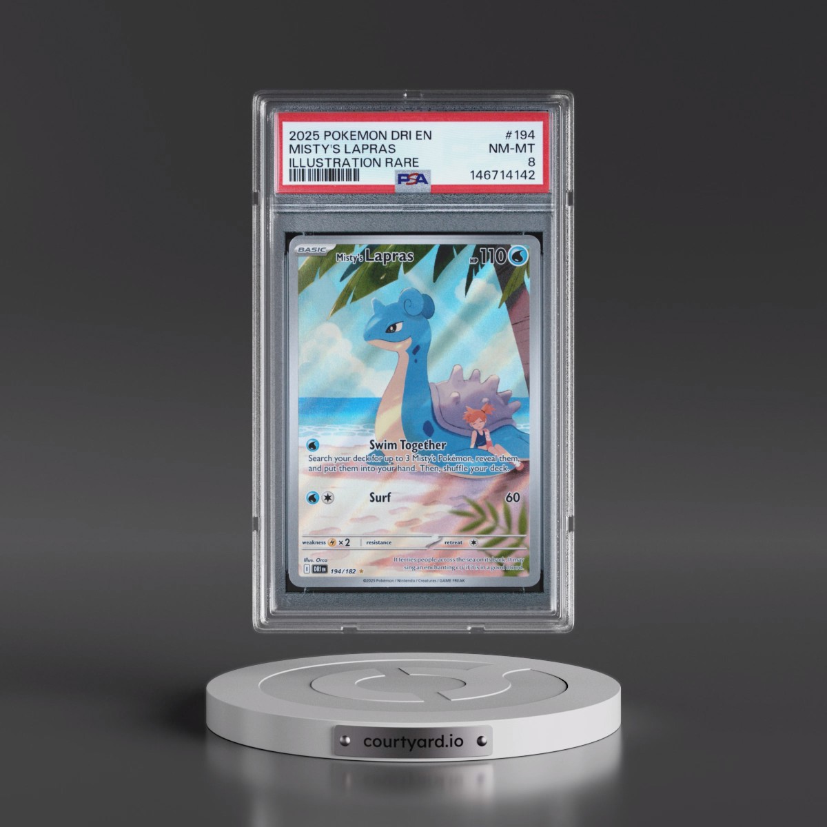 2025 Pokémon Dri EN-Destined Rivals #194 Misty's Lapras - Illustration Rare (PSA 8 NM-MT)