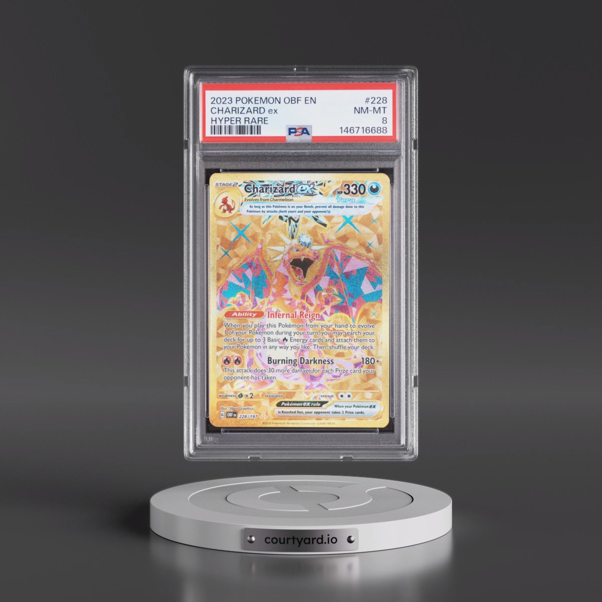 2023 Pokémon Obf EN-Obsidian Flames #228 Charizard EX - Holo Hyper Rare (PSA 8 NM-MT)