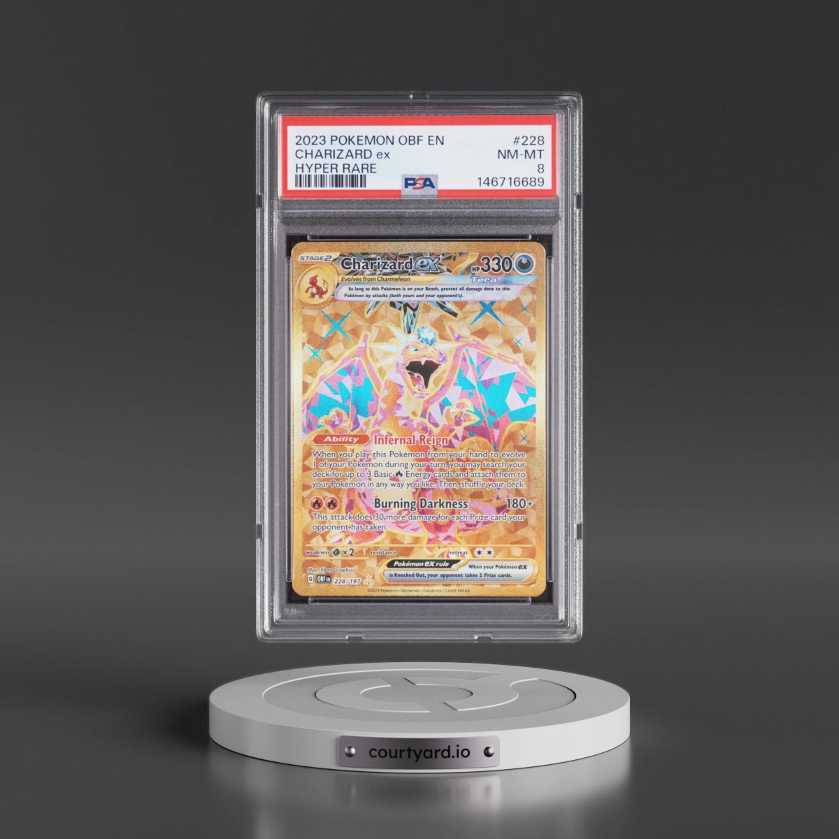 2023 Pokémon Obf EN-Obsidian Flames #228 Charizard EX - Holo Hyper Rare (PSA 8 NM-MT)